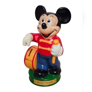 Vintage 80's Walt Disney Productions Mickey Mouse Band Leader/Drummer Coin Bank